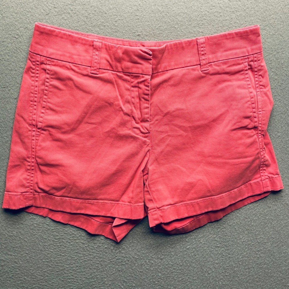J.Crew Women Chino Shorts Cotton Twill Coral Pink 0 Preppy Classic H5806